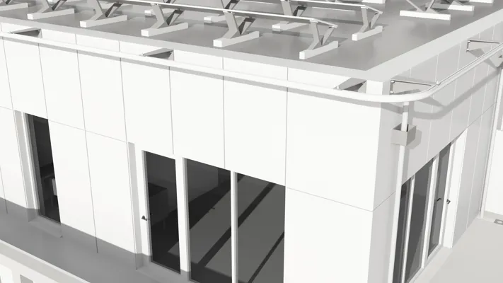 Safety Railing Block Building Safety Railing and Modular Guardrail made from Slip-on Railing Fittings ...